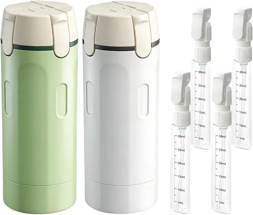 Botella dispensadora de viaje 4 en 1, botellas de champú y acondicionador de viaje recargables actualizadas 2026, recipientes portátiles a prueba de
