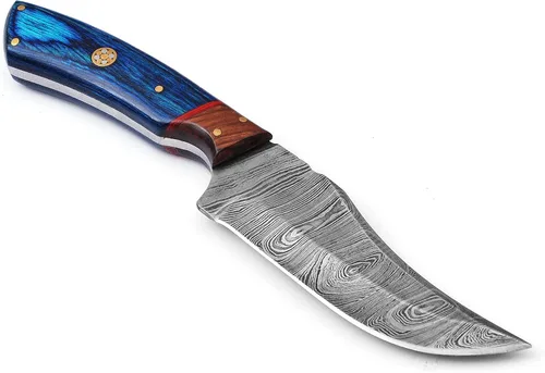 Miniatura 2 de Cuchillo de caza de acero de Damasco hecho a mano personalizado para desollar Camping al aire libre - Cuchillo de caza de hoja fija con lazo
