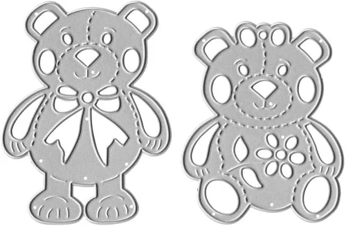 Troqueles de corte de dos osos de metal, lindos osos de peluche troquelados, plantillas en relieve para tarjetas de álbumes de recortes y