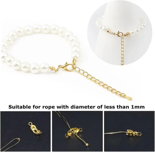 Miniatura 5 de 500 piezas de extremos de calotte plateados cubiertas de nudos para hacer pulseras DIY de joyería, puntas de cuentas abiertas con placa metálica