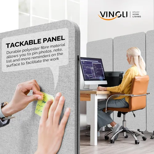 Miniatura 6 de VINGLI Divisor de habitación con pantalla, partición de privacidad independiente, paneles conectados con cremallera con ruedas, separador de espacio