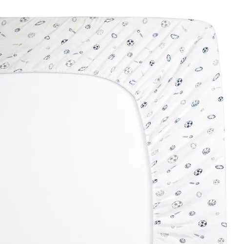 Miniatura 2 de American Baby Company Sábana bajera ajustable para cuna de 28 x 52 pulgadas, suave, transpirable, neutro, 100% algodón, color azul marino/gris