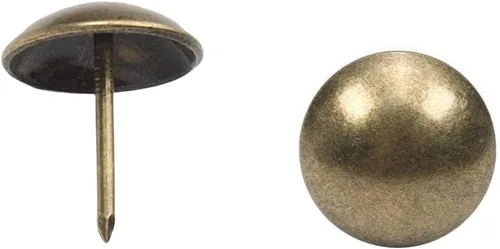 Miniatura 46 de MroMax 120 tachuelas de clavos para tapicería de 0.47 pulgadas de diámetro, hierro de estilo vintage, de metal, redondos, de 0.67 pulgadas de altura