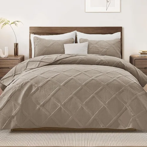 Miniatura 29 de Exclusivo Mezcla - Juego de edredón de microfibra tamaño King, juego de ropa de cama gris claro con 2 fundas de almohada, colcha moderna para cama