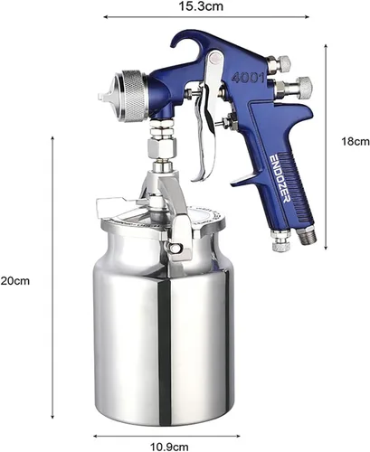 Miniatura 6 de ENDOZER Pistola pulverizadora profesional de alimentación por sifón para pintura, mango rojo, 34 oz - boquilla de 1.8mm para una variedad