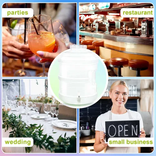 Miniatura 6 de Paquete de 2 dispensadores de bebidas, disponible en 3 y 5 galones, recipiente grande de plástico para bebidas con espita y tapa para fiestas