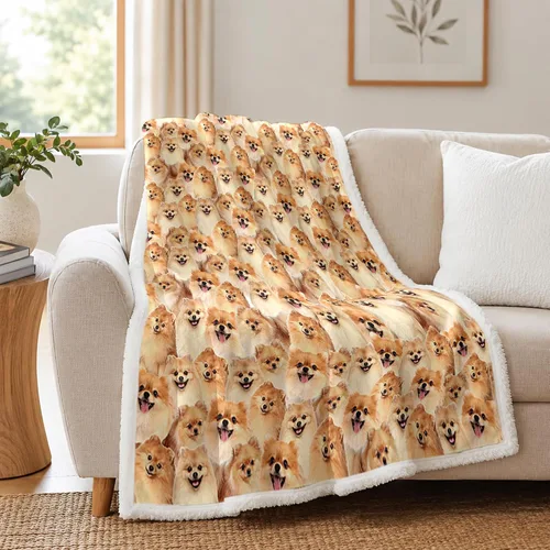 Miniatura 12 de BlessLiving Golden Retriever - Manta con patrones densos de perros, manta de forro polar Sherpa para sofá cama, manta suave y acogedora