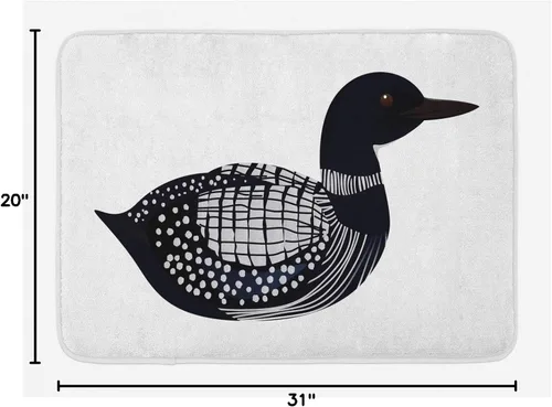 Miniatura 2 de KXO Loon - Tapete de baño, retrato lateral de un pájaro dibujado con puntos a rayas y cuadrados, tapete de felpa para decoración de baño con parte