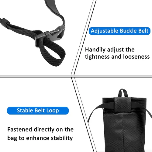 Miniatura 4 de Bolsa de tiza de escalada en roca con cierre de cordón, bolsillo con cremallera de gran capacidad para boulder, levantamiento de pesas, gimnasia