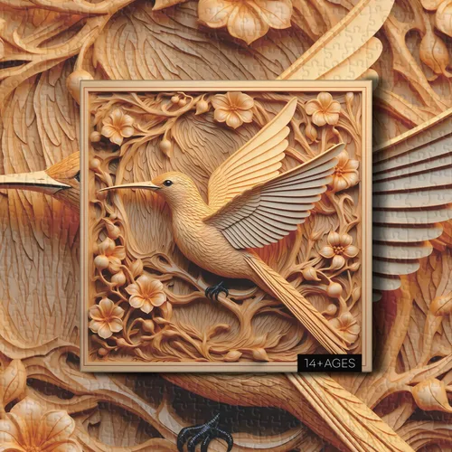 Rompecabezas de colibrí para adultos de 1000 piezas, rompecabezas de arte de flores de pájaros, autoestereoscopia de pájaros imposibles,