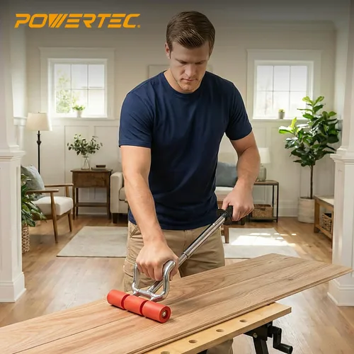 Miniatura 7 de POWERTEC Rodillo Extensible para Piso y Pared para Pisos de Vinilo, Rodillo para Azulejos y Linóleo con Mango Extensible de 17" a 27", 7.5" de Ancho