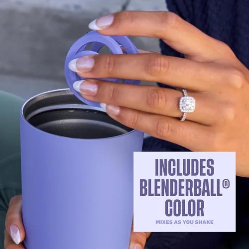 Miniatura 3 de BlenderBottle - Vaso agitador aislante de acero inoxidable 2 en 1, tapa hermética Swig, popote, BlenderBall, sin BPA, para batidos de proteínas
