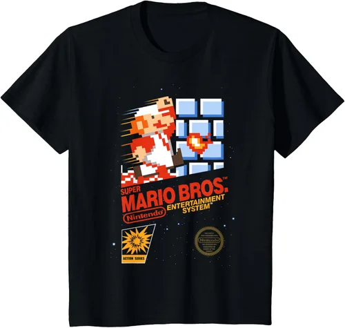 Miniatura 33 de Super Mario Dashin - Camiseta gráfica de acción, ajuste clásico, cuello redondo, color negro