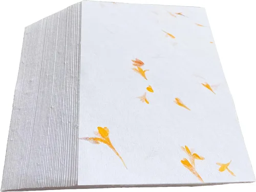 Wanderings Papel hecho a mano con pétalos de flores reales – 4 x 6 pulgadas – Grosor 150 GSM – Paquete de 50 – Tarjetas de lugar, tarjetas de nombre