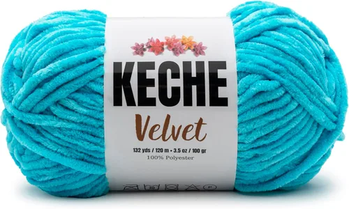 Miniatura 65 de Keche Hilo de terciopelo para ganchillo, manta de felpilla suave, voluminosa, hilo amigurumi, 3.53 oz (132 yardas), color azul bebé