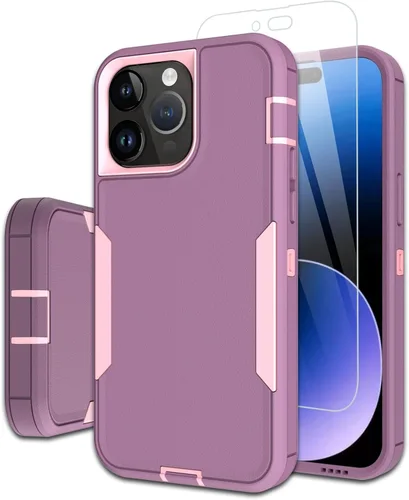 Miniatura 13 de Funda para iPhone 14 Pro Max, con protector de pantalla de vidrio templado, carcasa resistente a prueba de golpes con cubierta de puerto de carga