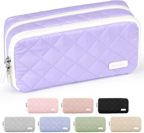 Miniatura 8 de Sooez Estuche grande para lápices, bolsa para lápices extra grande con 8 compartimentos, bolsa para bolígrafos de apertura amplia, organizador