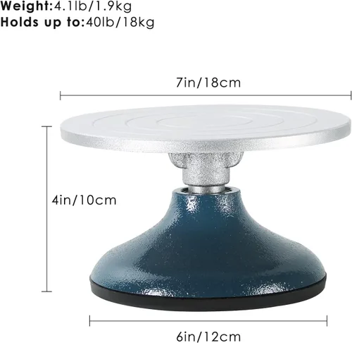 Miniatura 2 de FLKQC Rueda de cerámica para esculpir cerámica Rueda de metal resistente de 7 pulgadas de diámetro para decoración de cerámica con funda de goma