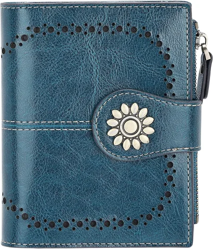 Lavemi Cartera de Piel para Mujer Pequeña Compacta con Bloqueo RFID Estuche para Tarjetas de Crédito Monedero con Bolsillo con Cremallera | Small,