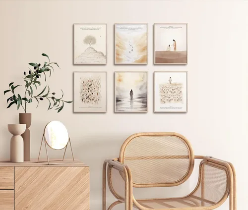 Miniatura 4 de TwoDays Arte de pared cristiano, versículos de la Biblia, decoración de pared, pintura de aula de escrituras, póster de Jesús, obra de arte