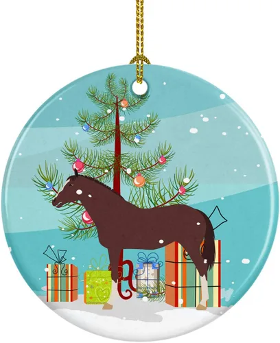 Miniatura 45 de Caroline's Treasures Adorno de cerámica de Navidad pintado o de codorniz chino, decoración colgante de árbol de Navidad verde azulado para el hogar