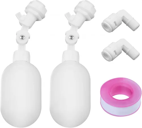 Válvula de flotador, 2 piezas de filtro de agua de plástico ajustable de 1/4 de pulgada de control de nivel para bomba de agua, acuicultura,