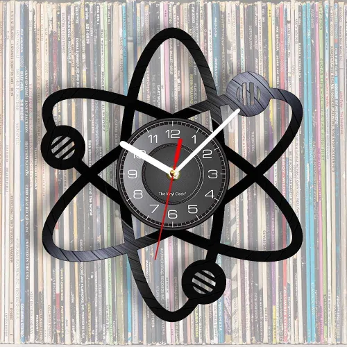 Miniatura 6 de Reloj de pared de 12 pulgadas, cuarzo silencioso, sin tictac, funciona con pilas, moderno, decorativo, física, ciencia, mecánica cuántica, reloj