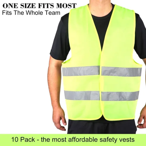 Miniatura 4 de DUSKCOVE Paquete de 10 chalecos de seguridad de alta visibilidad para trabajo de tráfico, correr, topógrafo y guardia de seguridad, chaleco