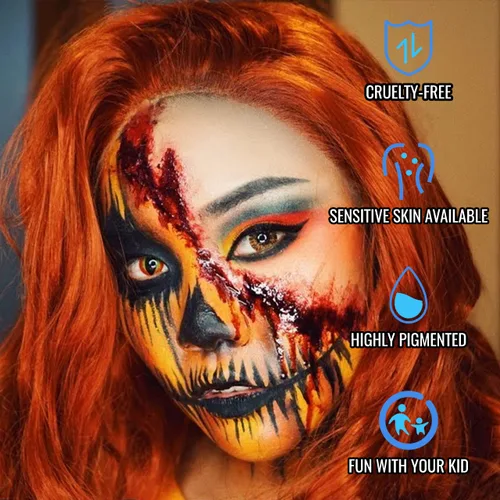 Miniatura 6 de SOVONCARE Kit profesional de pintura facial a base de aceite, juego de maquillaje de Halloween de 20 colores, kit de pintura facial profesional