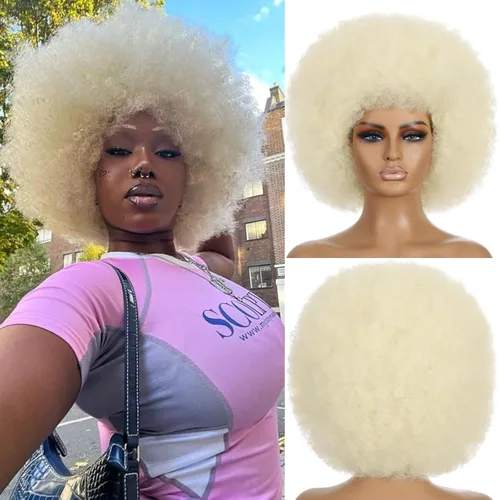Miniatura 20 de Pelucas Afro para Mujeres Negras Pelucas Afro Rizadas de los 70s Suaves de Aspecto Natural Esponjosas y Saltarinas Pelucas Afro Negras Cabello