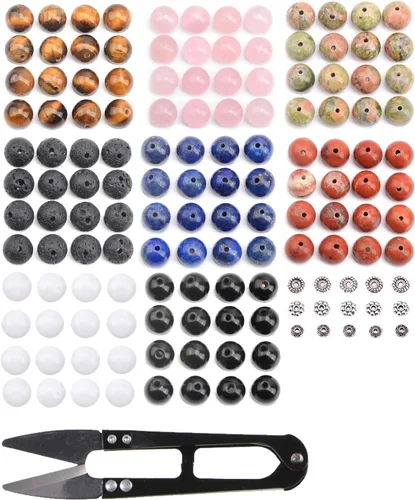Miniatura 8 de LPBeads Juego de cajas de cuentas de piedra natural, 0.315 in, redondas, sueltas, piedras preciosas naturales de amatista, colores surtidos