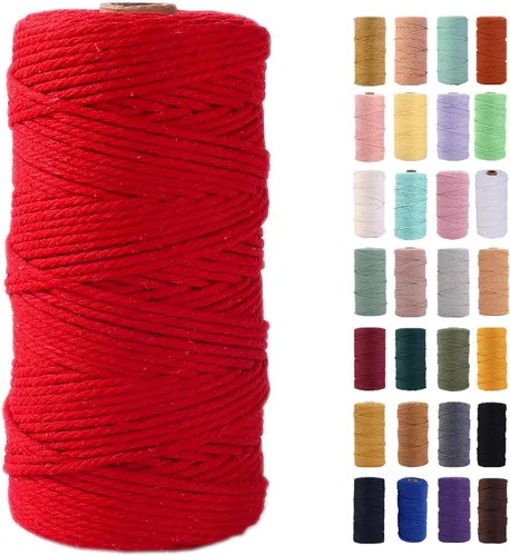 Miniatura 74 de Cordón de macramé gris rosado de 0.118 in x 109 yardas, cuerda de algodón colorido de algodón suave para colgar en la pared, colgar plantas