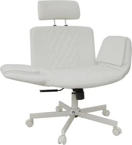 Miniatura 9 de Silla de oficina ergonómica con patas cruzadas con ruedas, altura ajustable y giratoria de 360° para meditación, escritorio y yoga, diseño cruzado