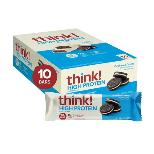Miniatura 23 de Think! Barras de proteína, sin gluten, barra energética sin azúcar con aislado de proteína de suero, Creamy Peanut Butter, barras nutricionales, sin