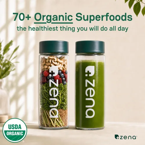Miniatura 3 de Zena Nutrition Polvo de Súper Verdes Orgánico, Más de 70 Superalimentos, 0 Azúcar, 3G de Fibra, Espirulina, Chlorella, Hongos