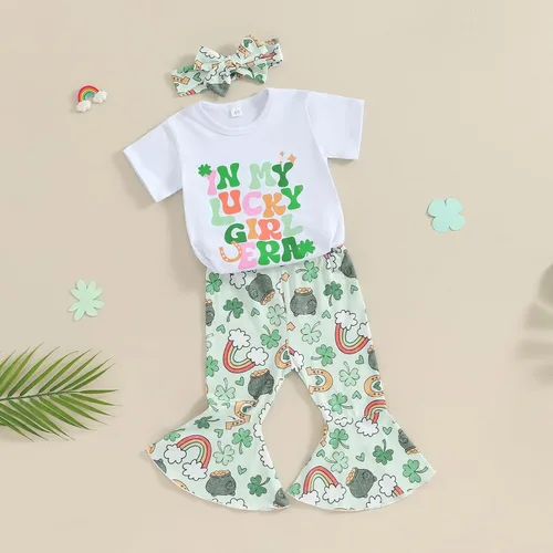 Miniatura 15 de Conjunto de 2 piezas de ropa de otoño para bebé y niña, sudadera de manga larga con cuello redondo y pantalones deportivos, conjunto de traje