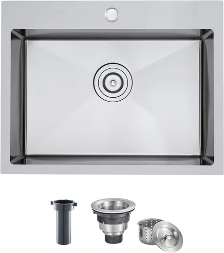 Miniatura 15 de ROVATE Fregadero de cocina de 20 x 16 pulgadas, fregadero de cocina de montaje superior hecho a mano, fregadero de cocina o bar de acero inoxidable