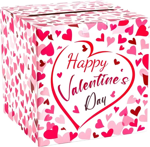 Hxezoc Caja de Tarjetas de San Valentín Recuerdos Buzón Feliz Día de San Valentín Caja de Cartón para Aula de Niños, Día de San Valentín, Baby