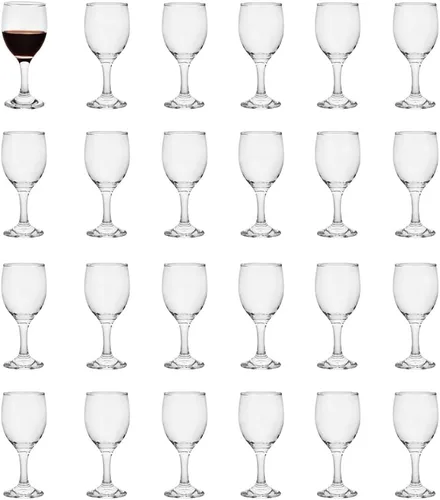 ALTURA 14.2 cm 120ML 4 onzas - Juego de 24 copas de vino tinto pequeñas clásicas, copas de vidrio blanco transparente sin plomo duraderas para
