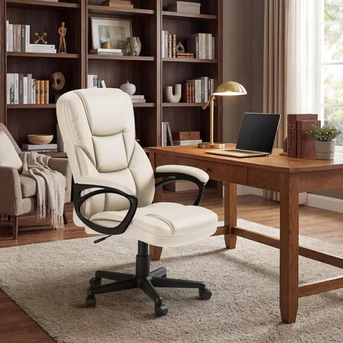 Miniatura 2 de Shahoo Ergonomic Office Chair Executive Adjustable Desk Chair with Flip-up Armrests PU Leather Swivel Computer Chair for Home Office Gaming, Lumbar