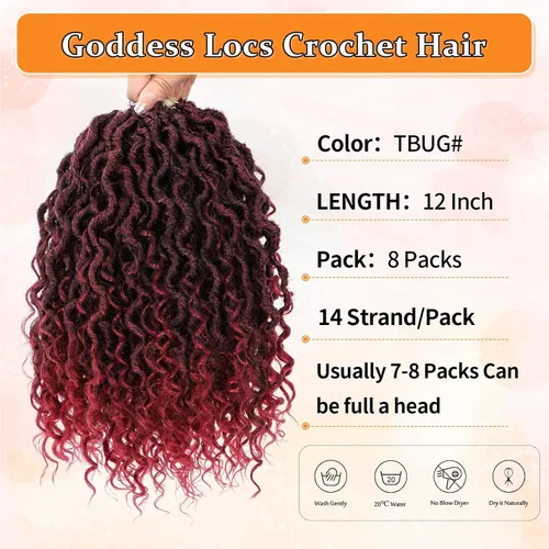 Miniatura 2 de Wodun Goddess Locs - Cabello de ganchillo de 12 pulgadas, 8 paquetes de cabello sintético de ganchillo, cabello de ganchillo previamente enrollado