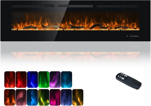 Miniatura 13 de Chimenea eléctrica de 48 pulgadas para empotrar y colocar en la pared, insertos de chimenea eléctrica con control remoto y pantalla táctil, 169