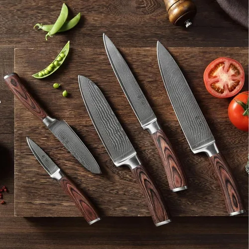 Miniatura 2 de Wakoli EDIB Juego de Cuchillos de Damasco de 5 Piezas – Juego de Cuchillos de Chef Profesionales con Hojas de Núcleo VG10, Acero de Damasco de 67