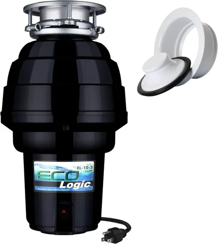 Miniatura 16 de Eco Logic EL-9-DS-BN 9 Deluxe Designer Series - Eliminador de residuos de alimentos con brida de fregadero de níquel cepillado, 3/4 HP Brida