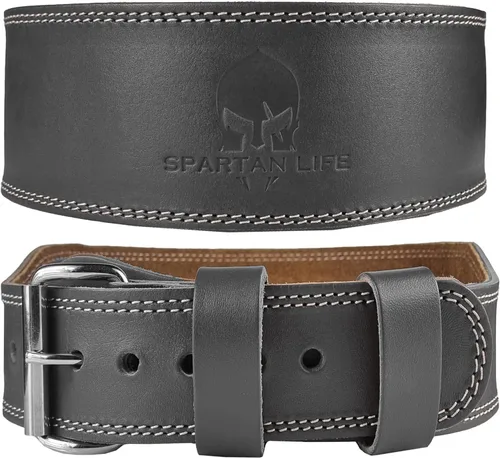 Spartan - Cinturón de levantamiento de pesas (0.197 in de grosor), cinturón de levantamiento de cuero genuino para hombres y mujeres, cinturón de