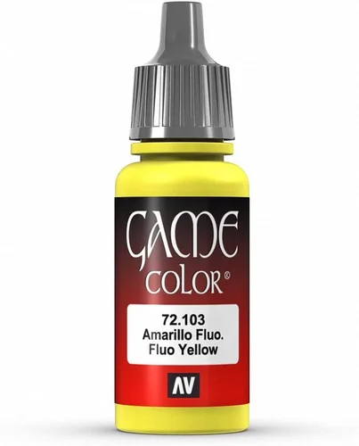 Vallejo - Game Color | Pintura amarilla fluorescente | Perfecta para aerografía y gran adhesión a figuritas y modelos a escala | 0,58 fl.oz. (17 ml)