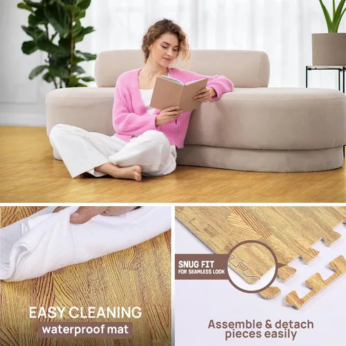 Miniatura 4 de Yes4All Alfombrillas Entrelazadas de EVA, Baldosas de Suelo tipo Rompecabezas, Acolchado de Suelo de Espuma con Borde para Muebles, Espacio