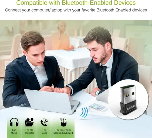 Miniatura 2 de Adaptador USB Bluetooth Kinivo para PC BTD400 (dongle receptor Bluetooth 4.0, baja energía) - Compatible con Windows 11/10/8.1/8, Raspberry Pi