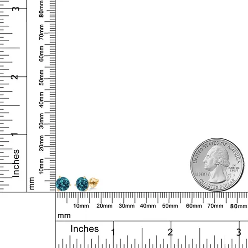 Miniatura 119 de Gem Stone King Aretes de Martini de oro amarillo de 14 quilates Aretes de tuerca de 3 puntas para mujeres y hombres Redondos de 0.236 pulgadas