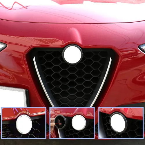 Miniatura 5 de Cubierta de fibra de carbono real para parrilla delantera de automóvil, soporte envolvente para Alfa Romeo Giulia Stelvio 2017-2020 accesorios de 3
